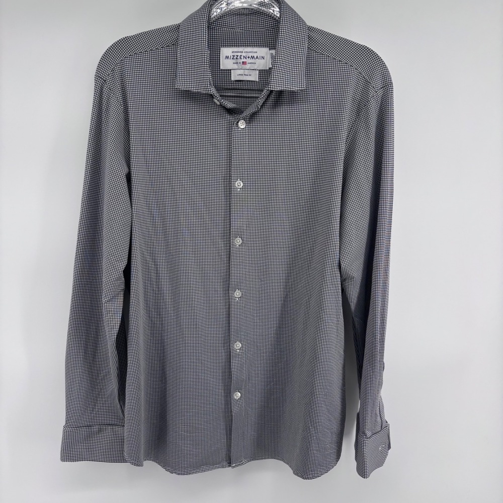 Mizzen + Main Spinnaker‎ Collection Black White Gingham Long Sleeve Shirt Large